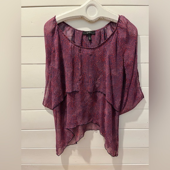 JESSICA SIMPSON – Haut ample imprimé violet et rouge – Taille L - Picture 2 of 10